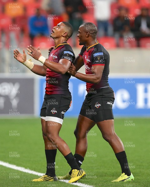 020318 - Southern Kings v Dragons - Guinness PRO14 -  Michael Makase congratulates Anthonie Volmink of Southern Kings on his try