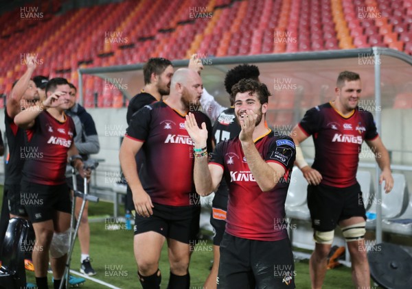 020318 - Southern Kings v Dragons - Guinness PRO14 -  Rowan Gouws of Southern Kings and teammates celebrate their first win of the season