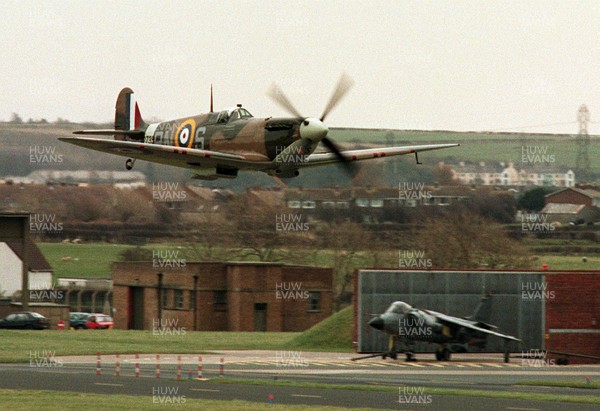 200395 - Picture shows the oldest airworthy Spitfire in the world takes flight at RAF St Athan