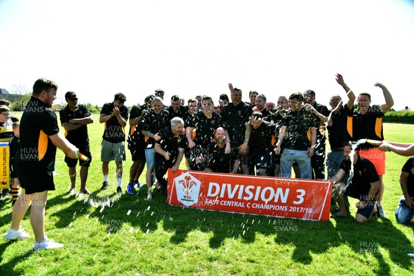130518 - WRU National Division 3 East Central C - Trophy presentation to St Albans -  Captain Josh Burridge and team celebrate winning the division