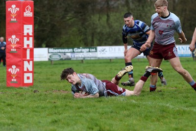 130424 - St Clears RFC v Lampeter Town RFC - Admiral National League 2 West - Guto Ebbsworth scores a try for Lampeter