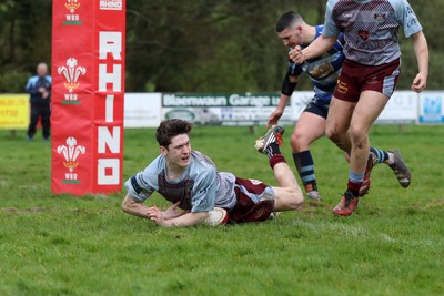 130424 - St Clears RFC v Lampeter Town RFC - Admiral National League 2 West - Guto Ebbsworth scores a try for Lampeter