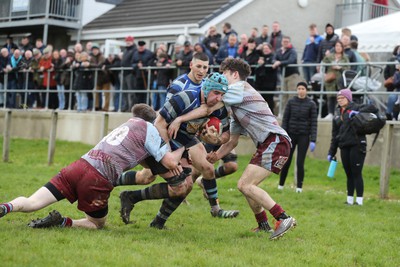 130424 - St Clears RFC v Lampeter Town RFC - Admiral National League 2 West - Rhodri Evans of St Clears is stopped on the Lampeter line