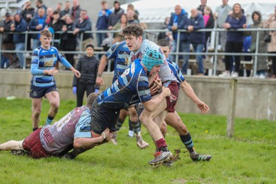 130424 - St Clears RFC v Lampeter Town RFC - Admiral National League 2 West - Rhodri Evans of St Clears is stopped on the Lampeter line