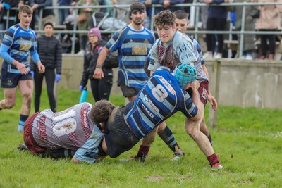 130424 - St Clears RFC v Lampeter Town RFC - Admiral National League 2 West - Rhodri Evans of St Clears is stopped on the Lampeter line