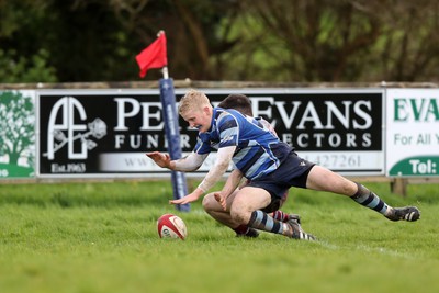 130424 - St Clears RFC v Lampeter Town RFC - Admiral National League 2 West - Dafydd Waters of St Clears scores a try