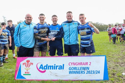 130424 - St Clears RFC v Lampeter Town RFC - Admiral National League 2 West - St Clears coaches with the trophy