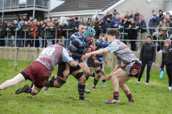 130424 - St Clears RFC v Lampeter Town RFC - Admiral National League 2 West - Rhodri Evans of St Clears is stopped on the Lampeter line
