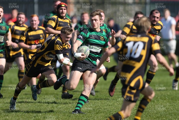 200419 - St Peter's v Cilfynydd, Division 2 East Central - Liam Sampson of St Peter's races through the Cilfynydd defence on his way to scoring try