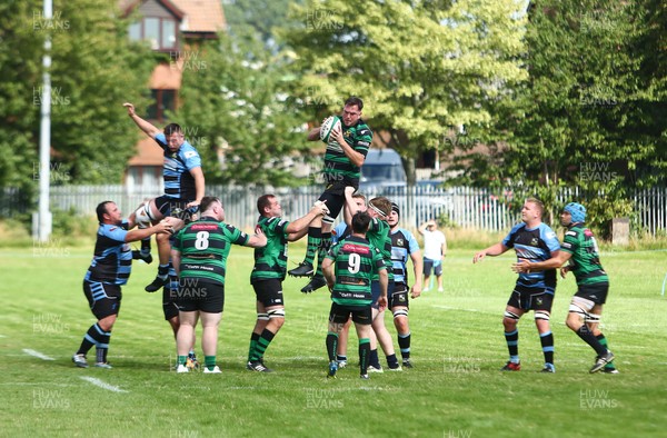 280821 - St Peters v Rumney - WRU National Plate -   Owain Lloyd of St Peters wins lineout ball