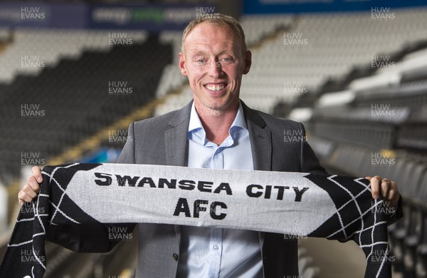 180619 - Picture shows Steve Cooper during his first press conference as Swansea City Manager
