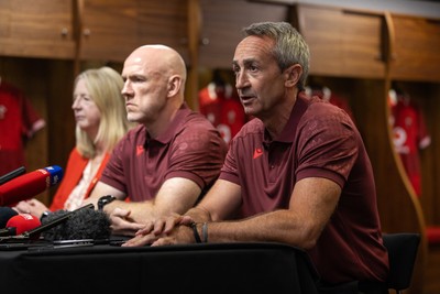 070825 - Picture shows Director of Rugby and Elite Performance Dave Reddin with new Wales Senior Mens Head Coach Steve Tandy at the Principality Stadium today