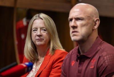 070825 - Picture shows Chief Executive Abi Tierney with new Wales Senior Mens Head Coach Steve Tandy at the Principality Stadium today