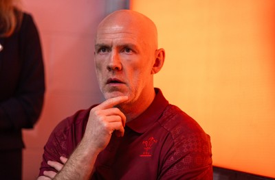 070825 - Picture shows new Wales Senior Mens Head Coach Steve Tandy speaking to the media at the Principality Stadium today