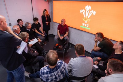 070825 - Picture shows new Wales Senior Mens Head Coach Steve Tandy speaking to the media at the Principality Stadium today