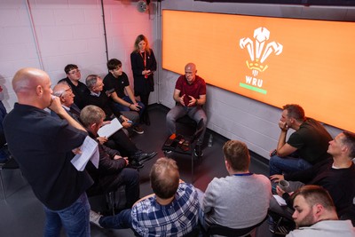 070825 - Picture shows new Wales Senior Mens Head Coach Steve Tandy speaking to the media at the Principality Stadium today