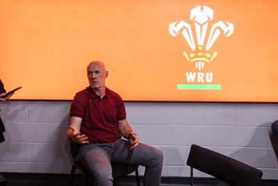 070825 - Picture shows new Wales Senior Mens Head Coach Steve Tandy speaking to the media at the Principality Stadium today