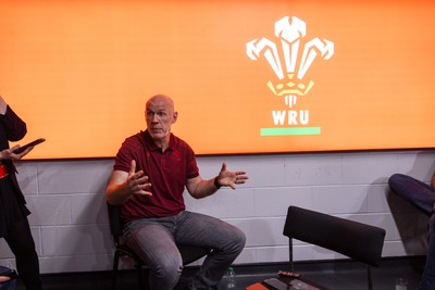 070825 - Picture shows new Wales Senior Mens Head Coach Steve Tandy speaking to the media at the Principality Stadium today