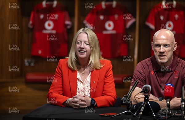 070825 - Picture shows Chief Executive Abi Tierney with new Wales Senior Mens Head Coach Steve Tandy at the Principality Stadium today