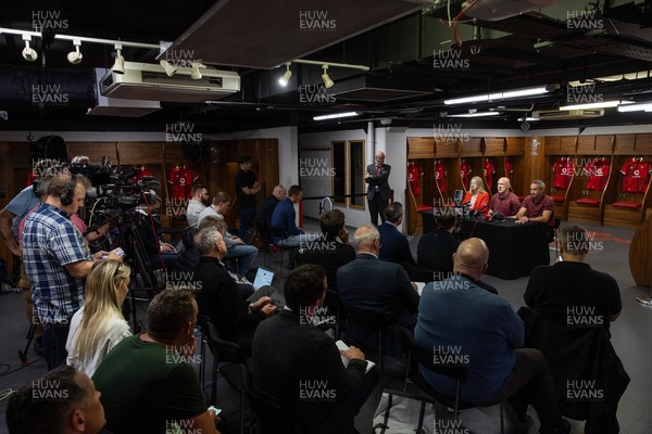 070825 - Picture shows new Wales Senior Mens Head Coach Steve Tandy with Chief Executive Abi Tierney and Director of Rugby and Elite Performance Dave Reddin at the Principality Stadium today