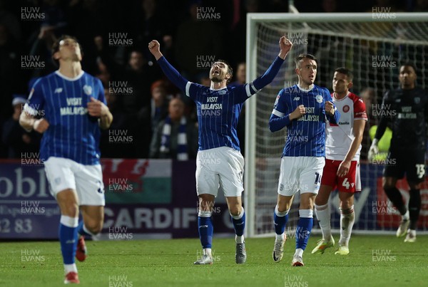 091225 - Stevenage FC v Cardiff City - SkyBet League One - Calum Chambers of Cardiff celebrates at full time,