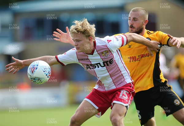 050817 - Stevenage v Newport County, Sky Bet League 2 - Alex Samuel of Stevenage is challenged by Dan Butler of Newport County as he controls the ball