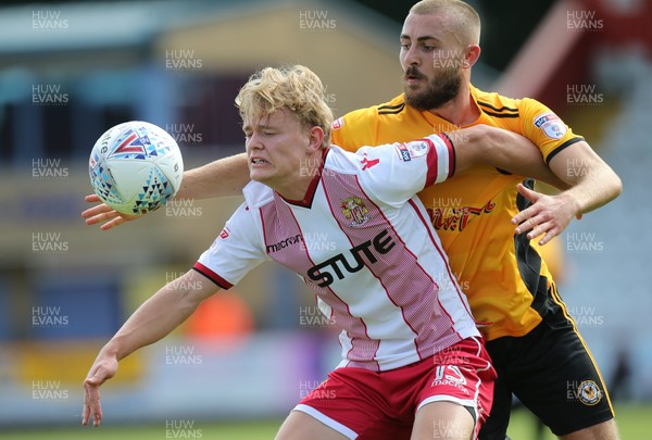 050817 - Stevenage v Newport County, Sky Bet League 2 - Alex Samuel of Stevenage is challenged by Dan Butler of Newport County as he controls the ball