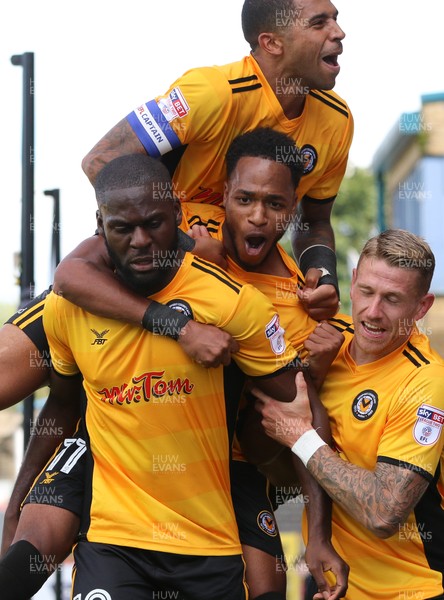 050817 - Stevenage v Newport County, Sky Bet League 2 - Frank Nouble of Newport County celebrates with team mates after scoring goal