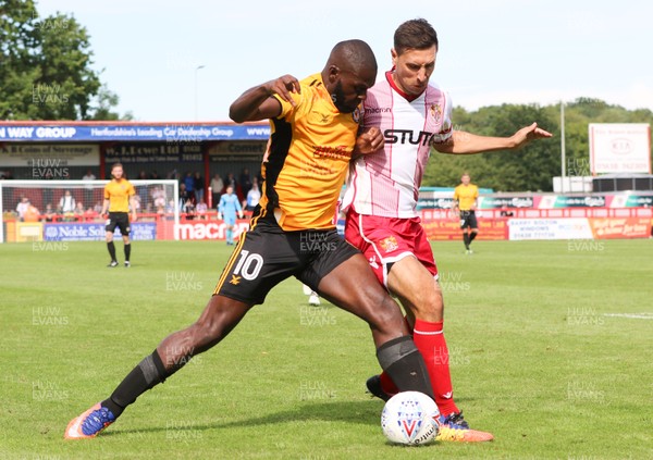 050817 - Stevenage v Newport County, Sky Bet League 2 - Frank Nouble of Newport County competes for the ball with Joe Martin of Stevenage