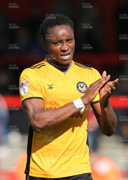 050817 - Stevenage v Newport County, Sky Bet League 2 - Newport County goal scorer Shawn McCoulsky  applauds the traveling fans at the end of the match