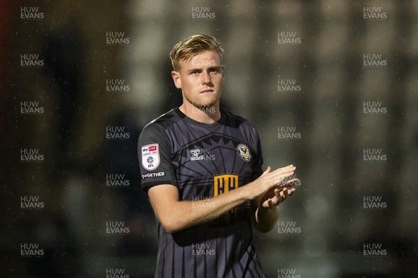 130922 - Stevenage v Newport County - Sky Bet League 2 - Will Evans of Newport County applauds the fans after his sides defeat to Stevenage 