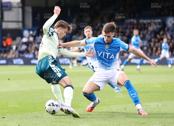130925 - Stockport County v Cardiff City - Sky Bet League 1 - Cian Ashford of Cardiff and Ethan Pye of Stockport