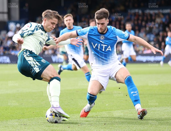 130925 - Stockport County v Cardiff City - Sky Bet League 1 - Cian Ashford of Cardiff and Ethan Pye of Stockport