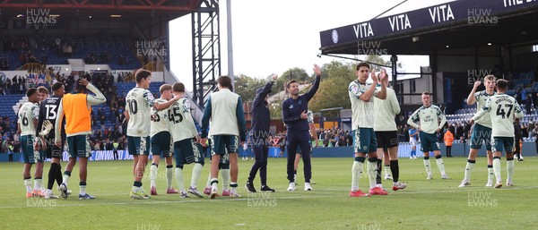 130925 - Stockport County v Cardiff City - Sky Bet League 1 - team applaud travelling fans at the end of the match with Manager Brian Barry-Murphy of Cardiff
