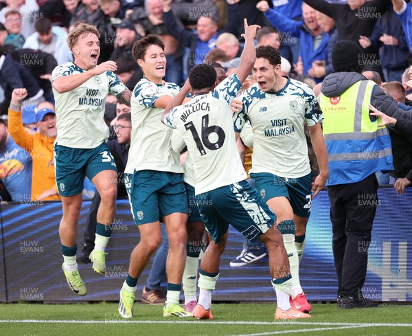 130925 - Stockport County v Cardiff City - Sky Bet League 1 - Yousef Saleh of Cardiff celebrates last minute equaliser