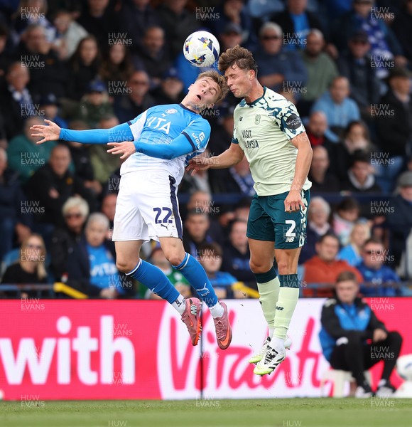 130925 - Stockport County v Cardiff City - Sky Bet League 1 - Will Fish of Cardiff and Benony Andresson of Stockport