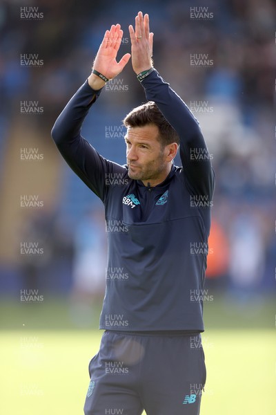 130925 - Stockport County v Cardiff City - Sky Bet League 1 - Manager Brian Barry-Murphy of Cardiff applauds the travelling fans at the end of the match