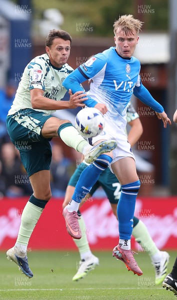 130925 - Stockport County v Cardiff City - Sky Bet League 1 - Perry Ng of Cardiff and Benony Andresson of Stockport