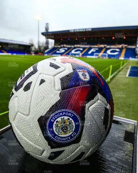 100423 - Stockport County v Newport County - Sky Bet League 2 - A general view of the Match Ball at Edgeley Park