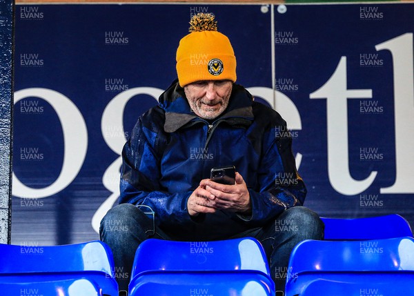 100423 - Stockport County v Newport County - Sky Bet League 2 - A Newport fan checks out the team before kick off