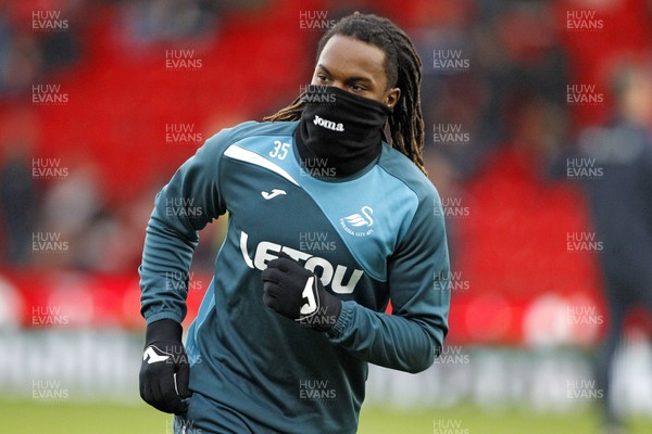 021217 - Stoke City v Swansea City, Premier League - Renato Sanches of Swansea City warms up before the match