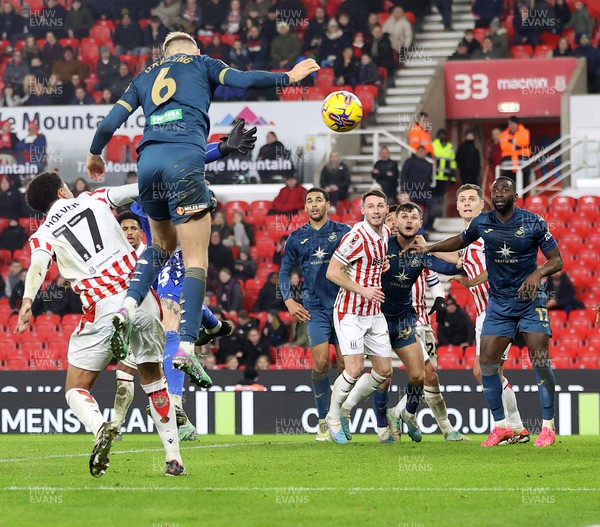 121223 - Stoke City v Swansea City - Sky Bet Championship - Harry Darling of Swansea heads in the equaliser in the last minute of normal time