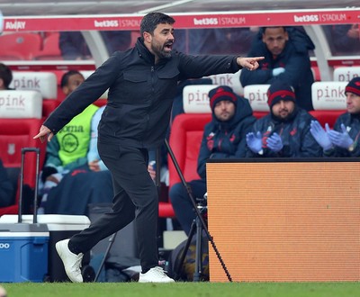 131225 - Stoke City v Swansea City - Sky Bet Championship - Swansea manager Vitor Matos directs his team