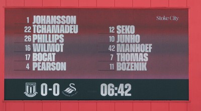 131225 - Stoke City v Swansea City - Sky Bet Championship - Stoke team on scoreboard