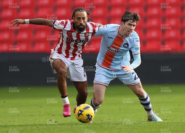 131225 - Stoke City v Swansea City - Sky Bet Championship - Joshua Key of Swansea and Sorba Thomas of Stoke