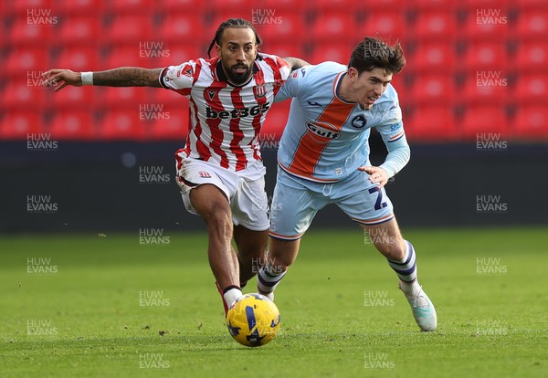 131225 - Stoke City v Swansea City - Sky Bet Championship - Joshua Key of Swansea and Sorba Thomas of Stoke