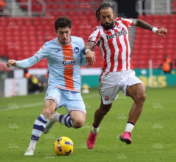 131225 - Stoke City v Swansea City - Sky Bet Championship - Joshua Key of Swansea and Sorba Thomas of Stoke