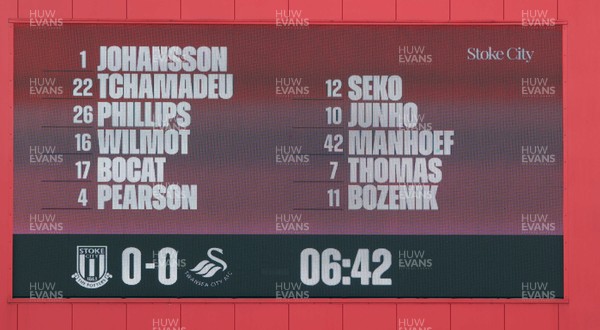 131225 - Stoke City v Swansea City - Sky Bet Championship - Stoke team on scoreboard