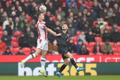 150225 - Stoke City v Swansea City - Sky Bet Championship - Liam Cullen of Swansea and Michael Rose of Stoke City