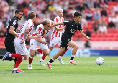 150826 - Stoke City v Swansea City, EFL Sky Bet Championship - Elijah Just of Swansea City breaks away